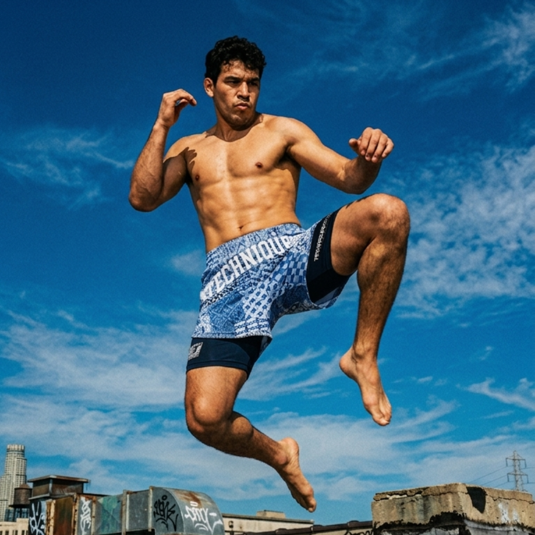 Combat Blue 2 in 1 MMA Shorts