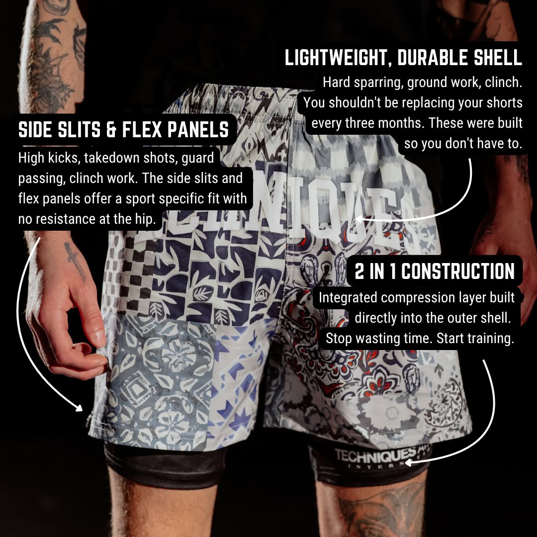 Combat Blue 2 in 1 MMA Shorts